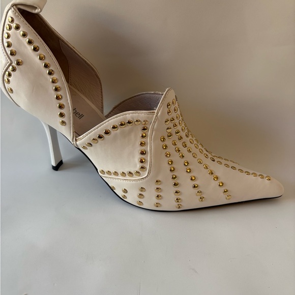 Jeffrey Campbell Spangled D’Orsay White Leather With Gold Studs Size 9 - Picture 6 of 11